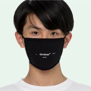 Off-White Helvetica logo black cotton face mask